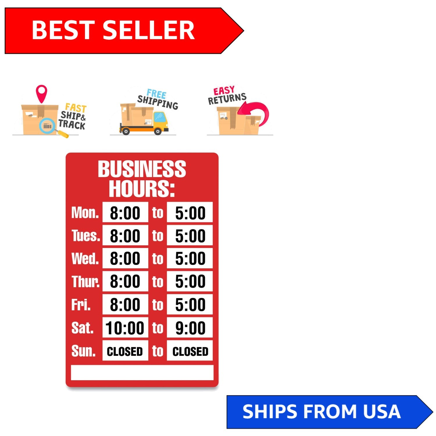 Business Hours Sign Kit – 8×12 Inches, Customizable & Weather-Resistant Design
