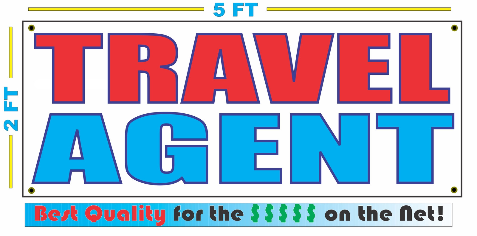TRAVEL AGENT Full Color Banner Sign NEW 2×5