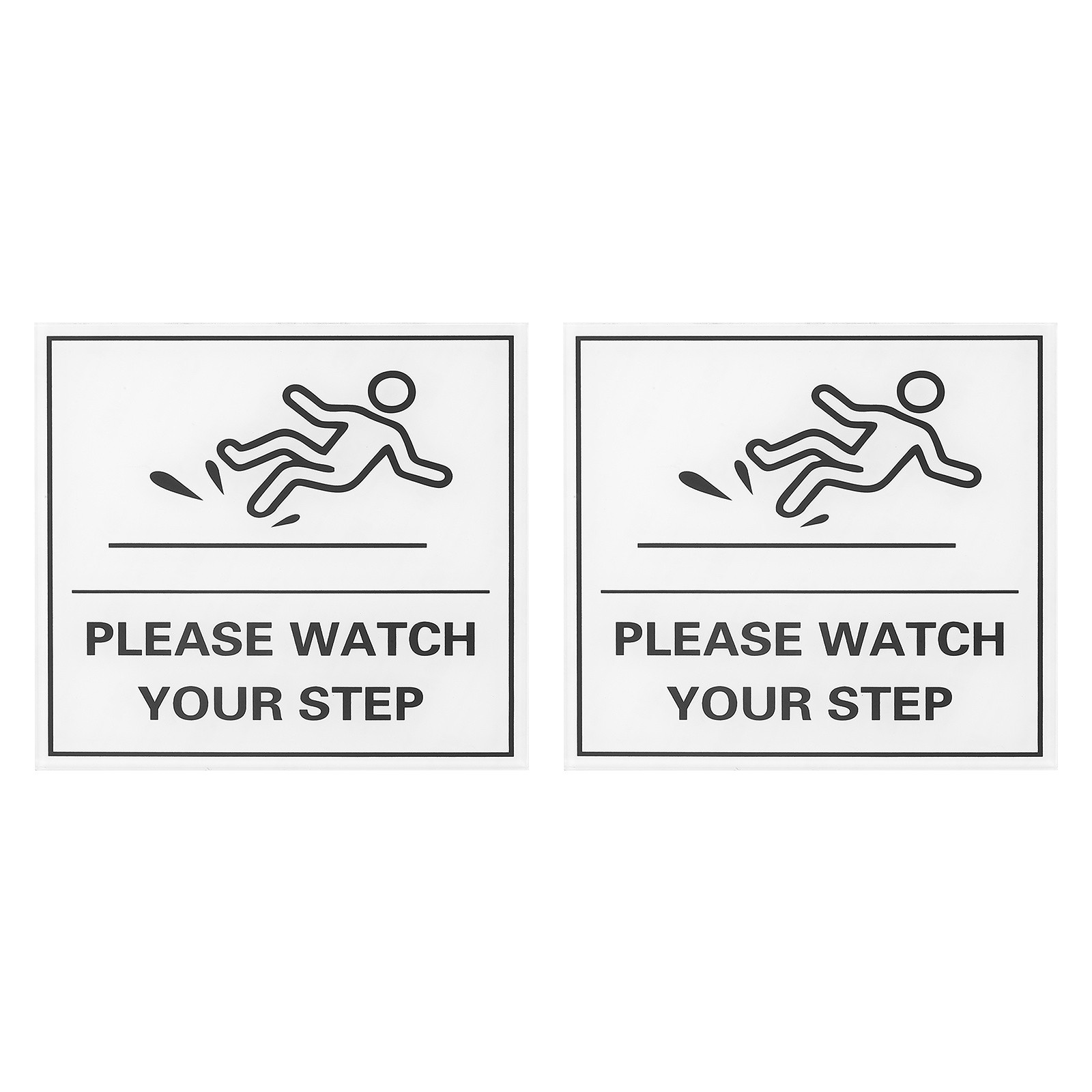 6″ x 6″ Please Watch Your Step Sign, 2 Pcs Warning Sign White with Black Text