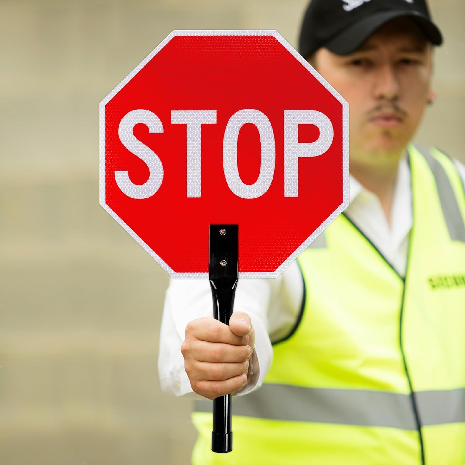 Stop Slow Sign with Handle 13×13 Inches Aluminum Reflective Waterproof Weather