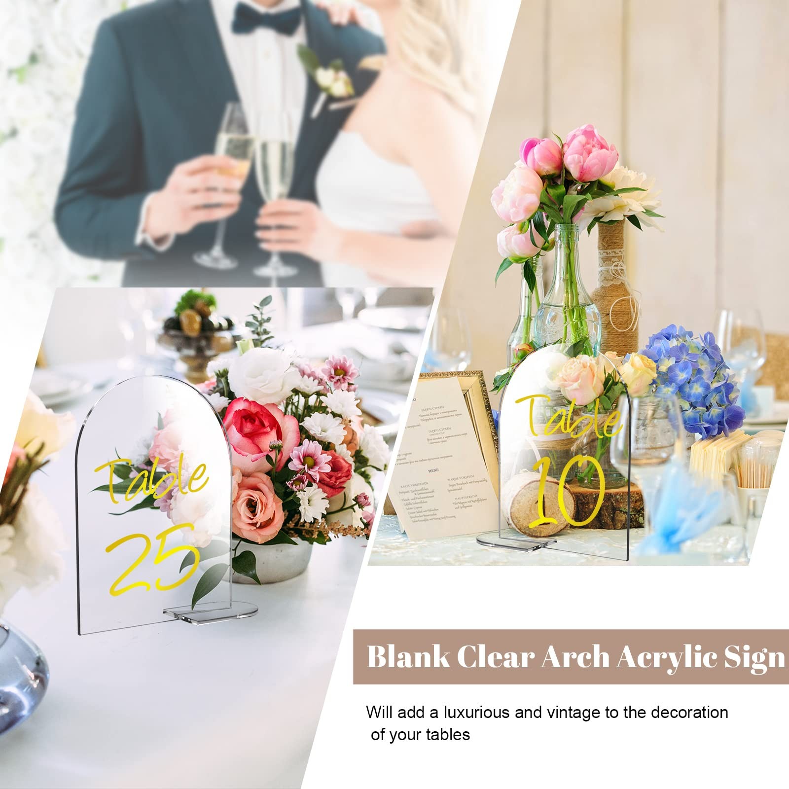 Clear Arch Acrylic Sign Stand Holder Blank Arched Wedding Decor 4×6 In 25 PCS