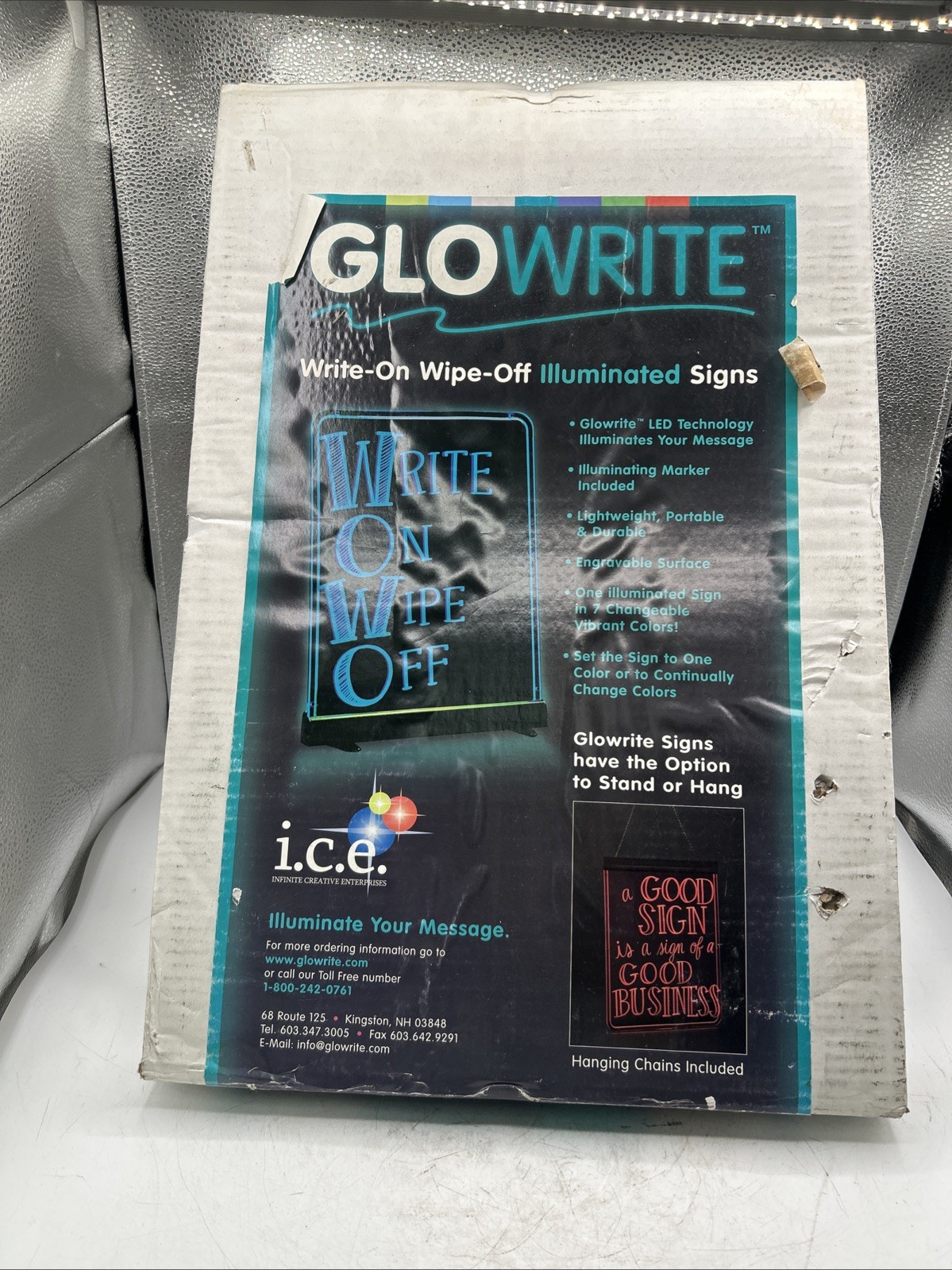 Glowrite LED Illuminated Sign 12″ x 18″ write on wipe off Message Board