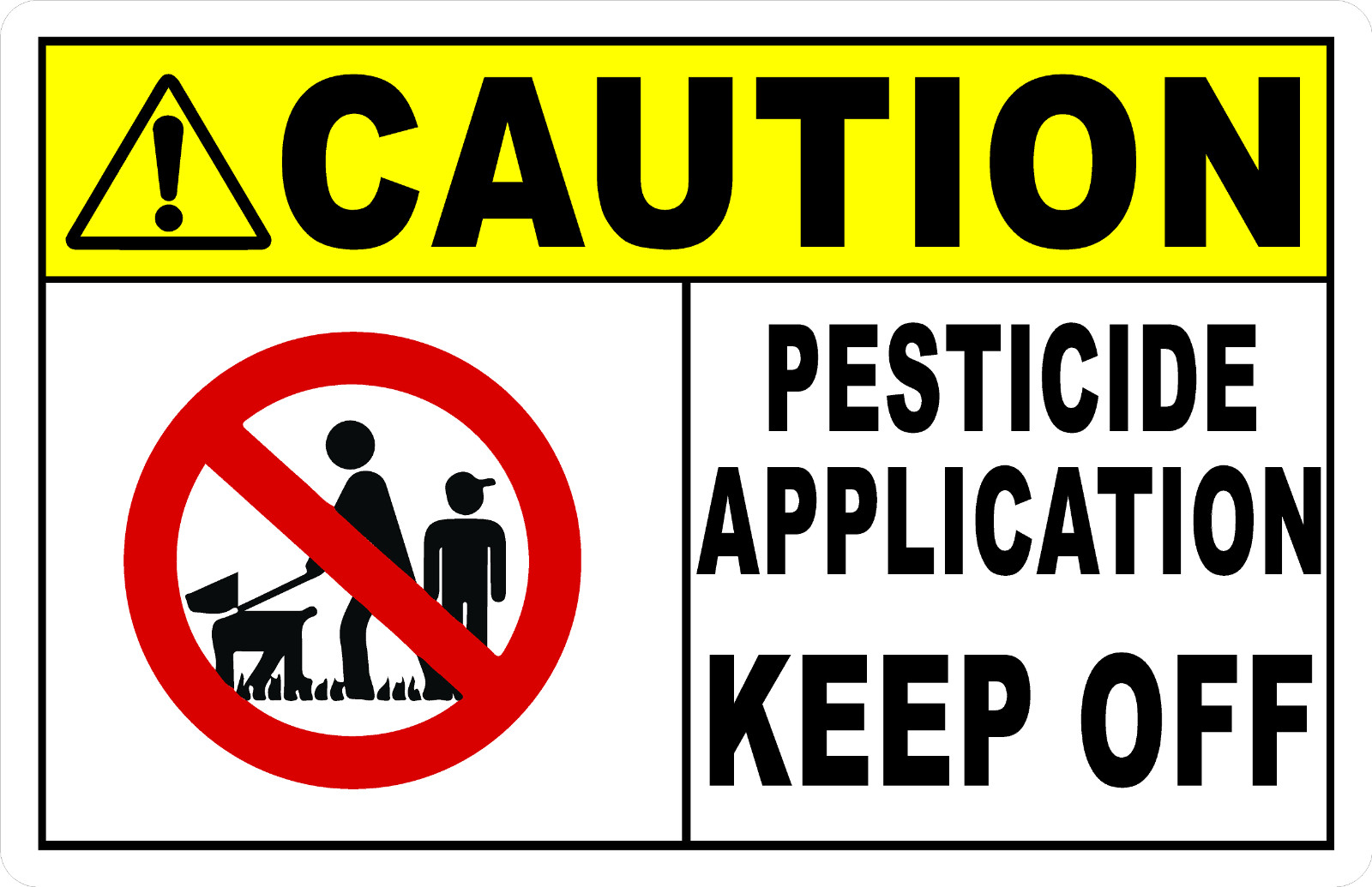 Caution Pesticide Application Keep Off Sign. Size Options