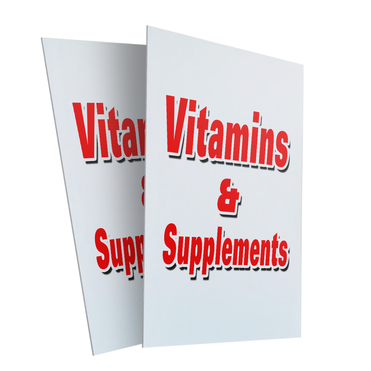 Vitamins & Supplements 24″ x 36″ 2 Pack Of Store Sign Plastic Or Decal