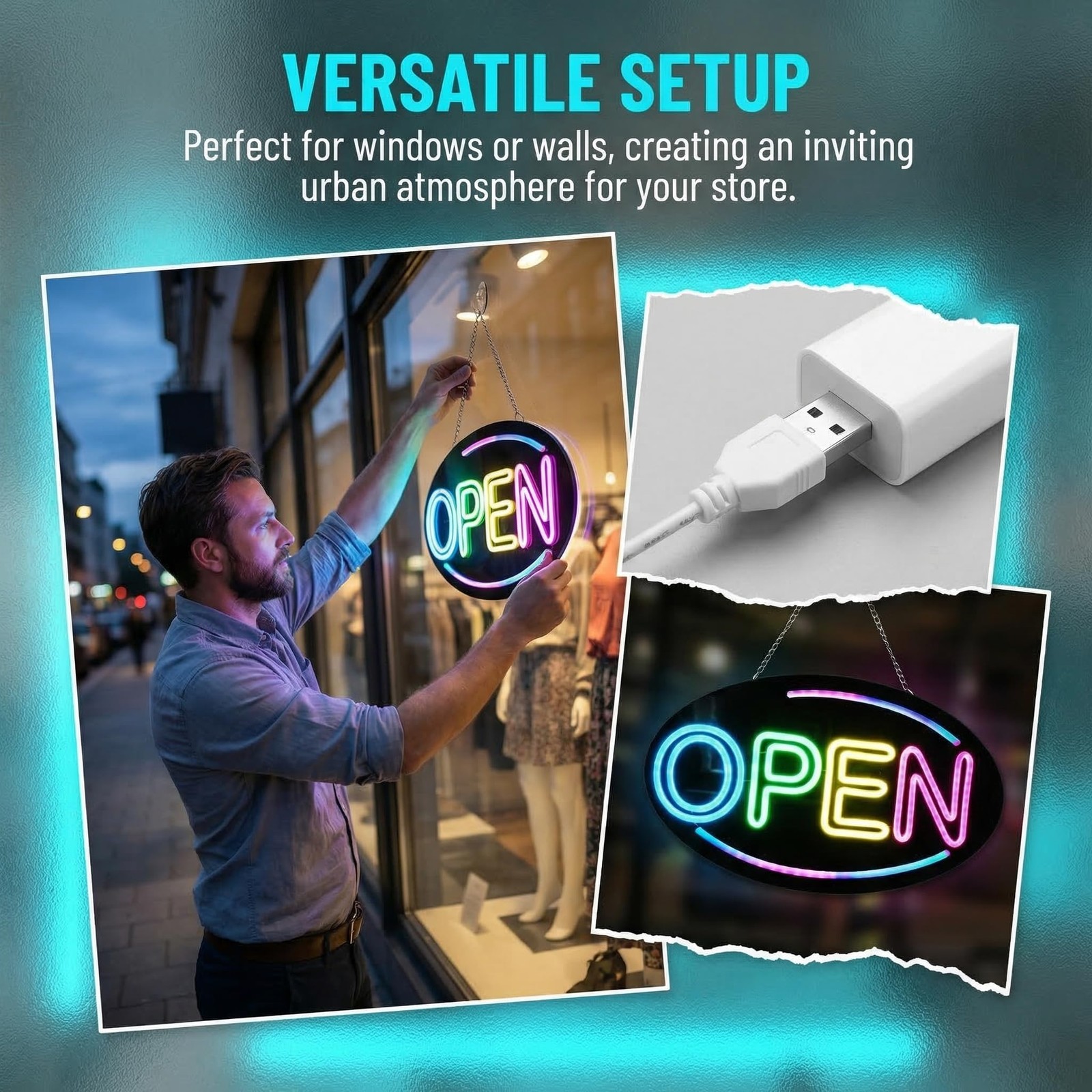 Open Sign for Business – LED Neon Light, USB Powered Wall Decor