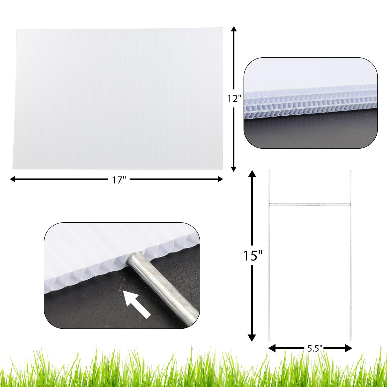 4 Pack 17×12 Inch Large Yard Lawn Signs with Stakes for Garage Sale Yard Sale