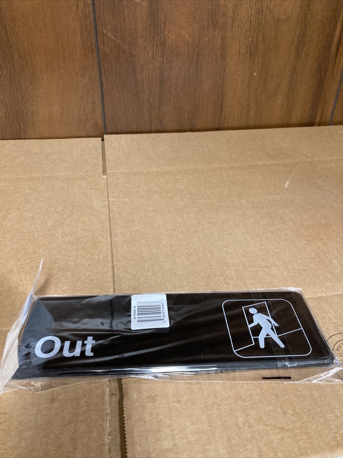 Alpine Industries Out Sign – Indoor & Outdoor Black Plastic Placard w/White Text