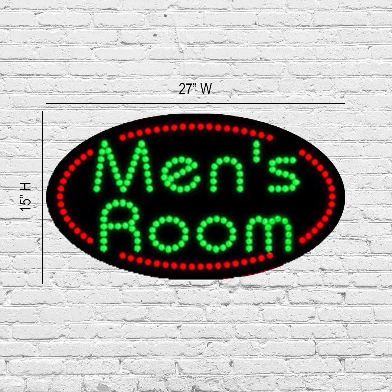 LED Men’s Room Sign for Retail Displays | Light Up Sign | 15″H x 27″W x 2″D