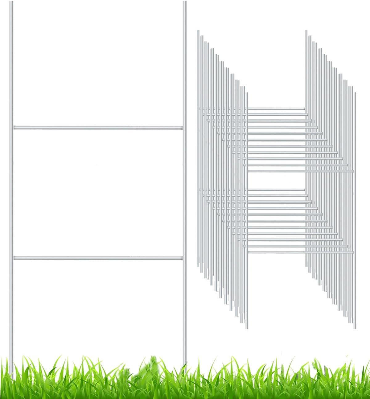 20 Pack Yard Sign Stakes Metal, 18” x 7” H Frame Wire Stakes for Yard Signs fo