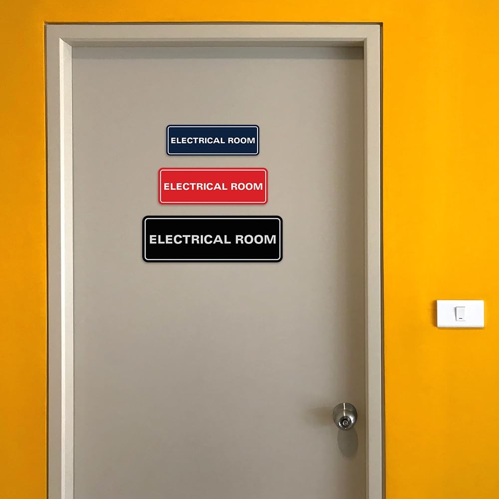 Standard Electrical Room Sign Black Small 1 Pack