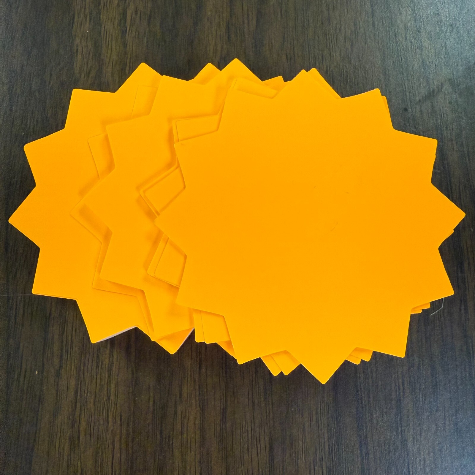 100 BLANK 4″ X 4″ Star Burst Neon Fluorescent Light Orange Retail Signs