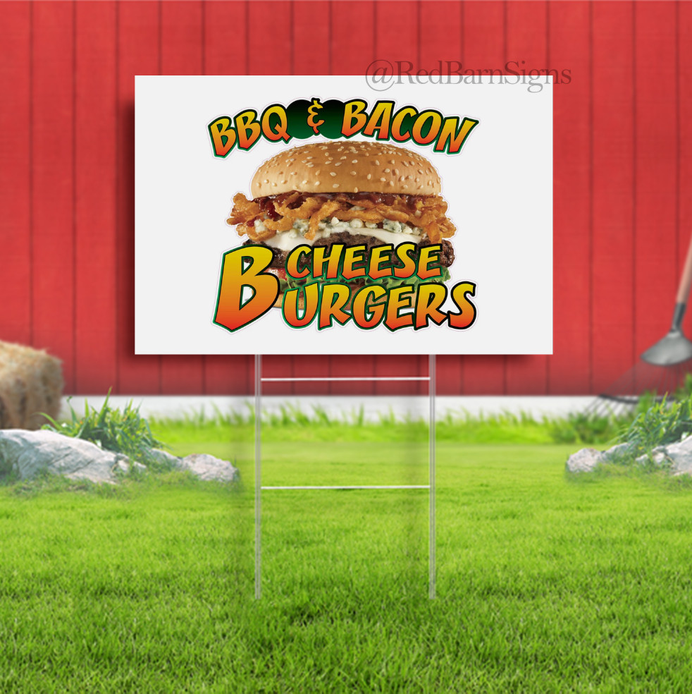 Bbq & Bacon Burgers Restaurant & Food Concession Yard Sign