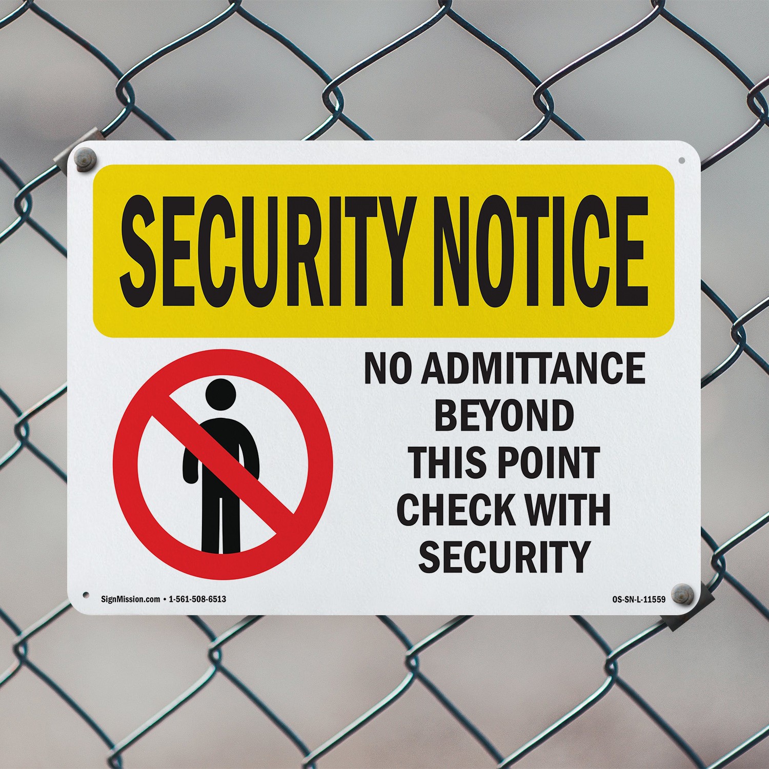 No Admittance Beyond This Point OSHA Security Notice Sign, Decal 5 or 10 Pack