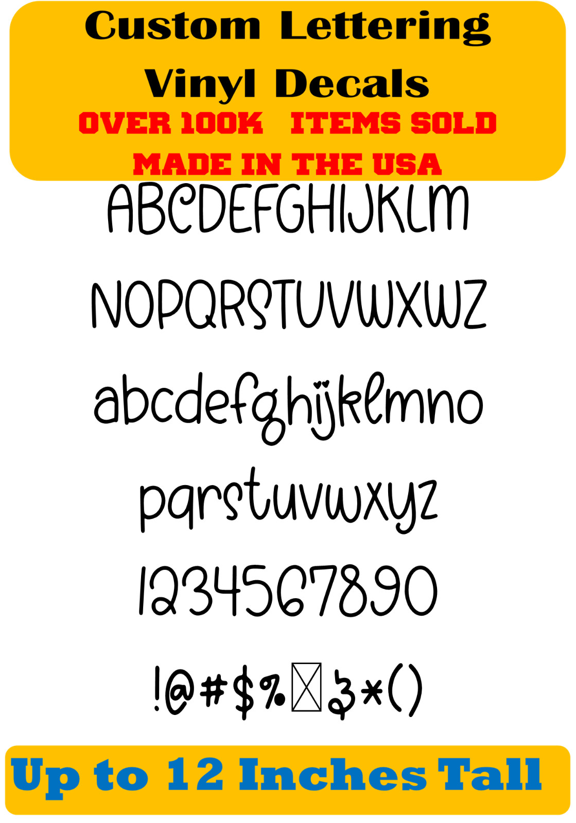 Custom Personalized Decal Vinyl Lettering Text Business Sign Handwritten Font vF