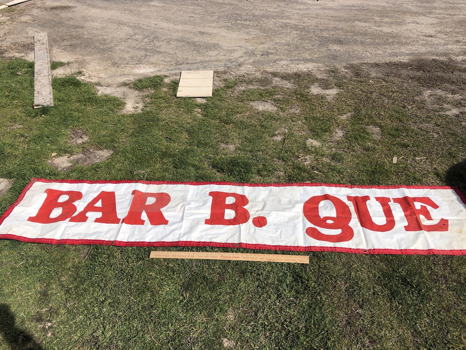 Bar B Que Banner Sign Metal Grommets Heavy-Duty 10 ft x 2 ft Custom Barbeque