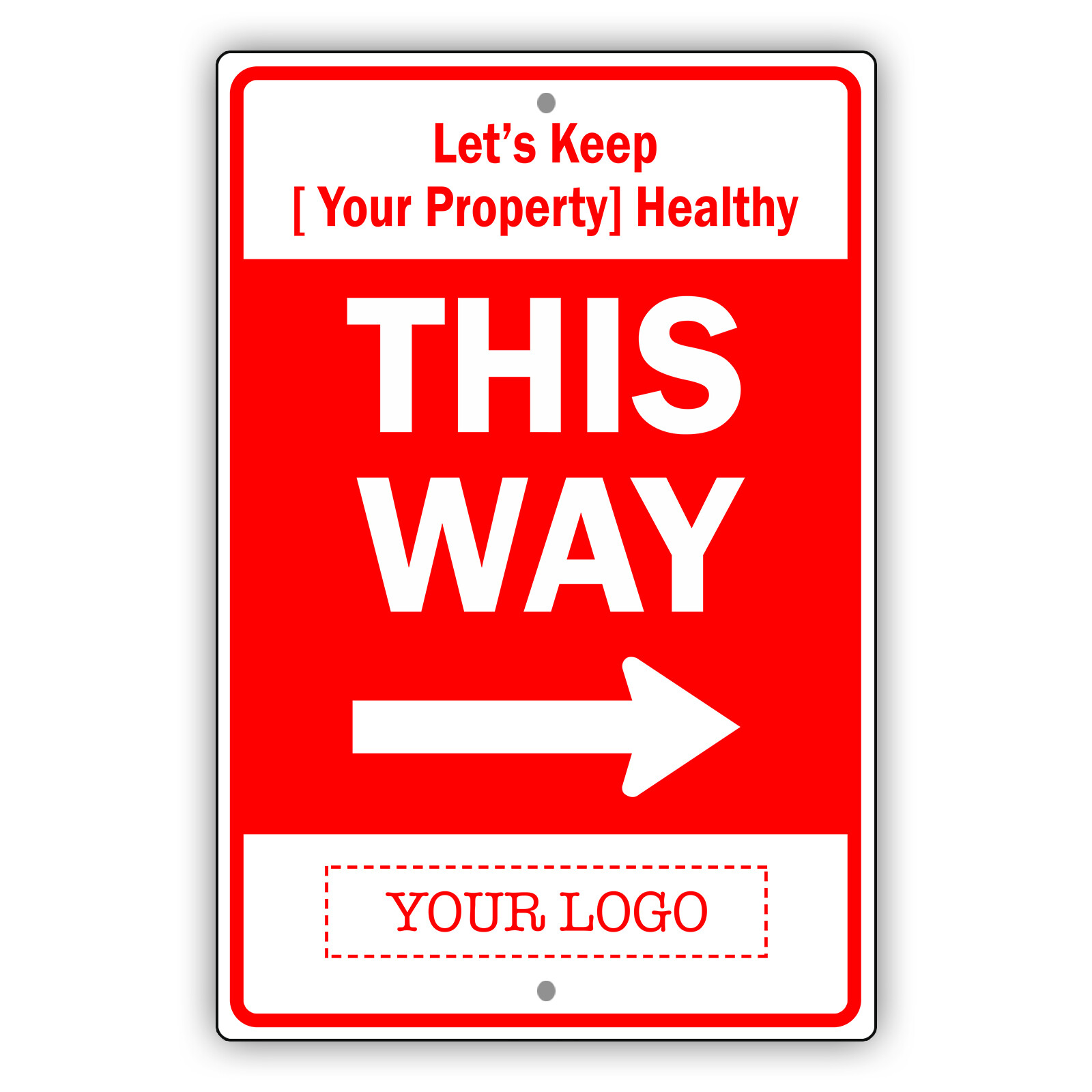 Custom Sign Your Property This Way Right Arrow Custom Name Logo Aluminum Sign