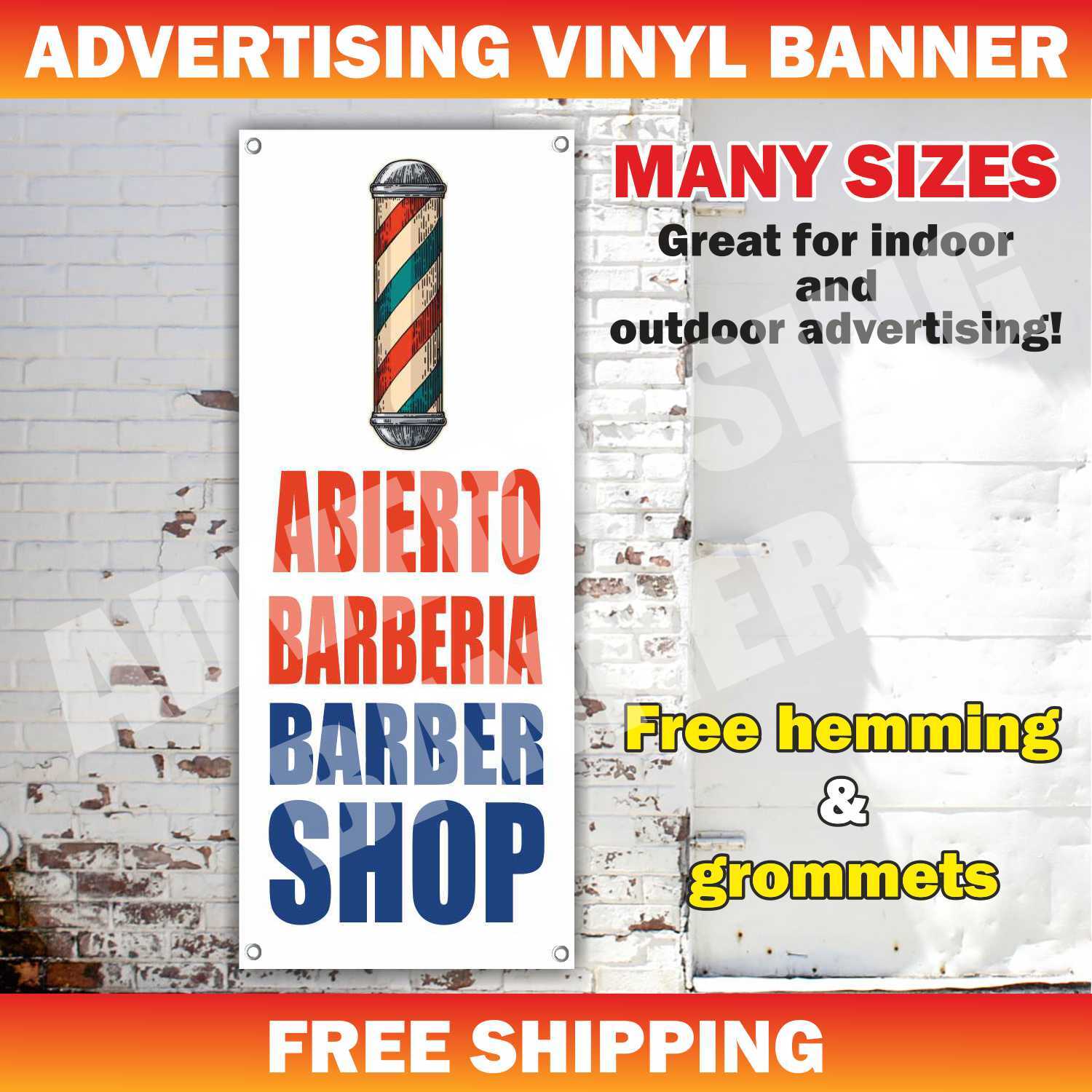 ABIERTO BARBERIA BARBER SHOP Advertising Banner Vinyl Mesh Sign Flag barber cut