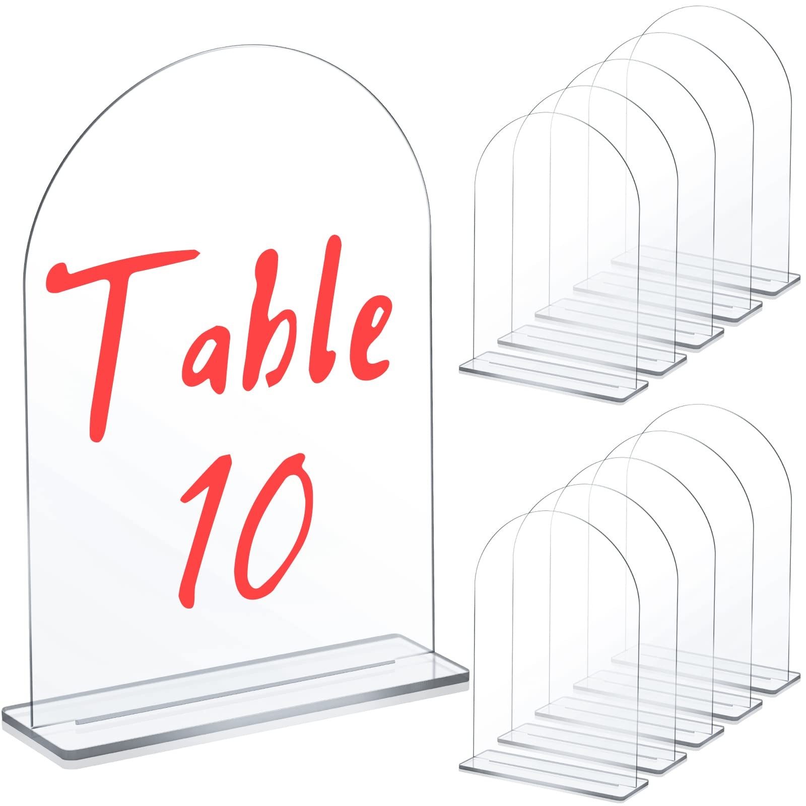 Clear Acrylic Arch Sign 10 Packs 5×7 Inch Blank DIY Table Numbers with Stand