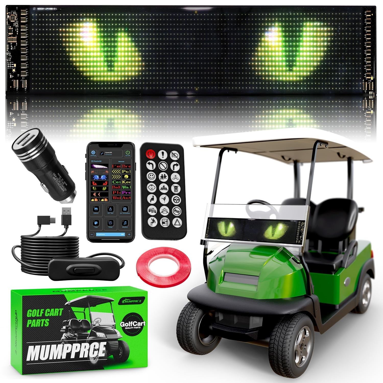 Golf Cart Devil Eyes Light Sign Screen, Programmable-Animations Flexible Scre…