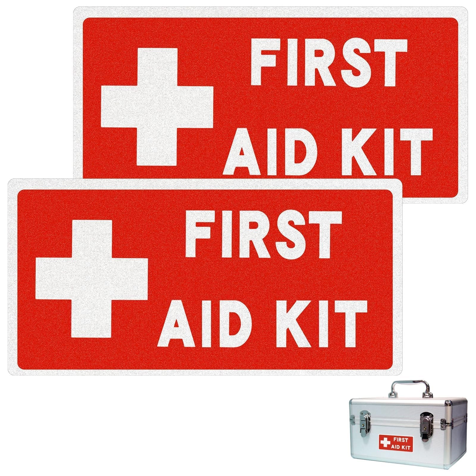 2PCS Bright Self-Adhesive Waterproof First Aid Decals, First Aid Sign Sticker…