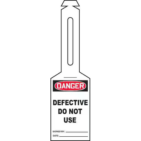 Accuform Tal304 Tag, Defective, Plastic, 5 1/4 In H X 3 1/4 In W, Black, Red,