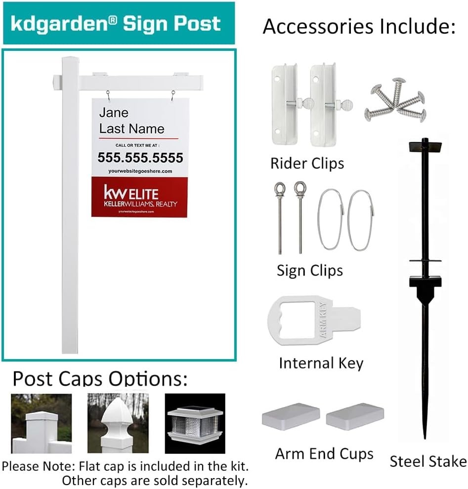 Vinyl PVC Real Estate Sign Post 6ft. Tall 4″x 4″x 72″ Realtor Yard Sign Post …