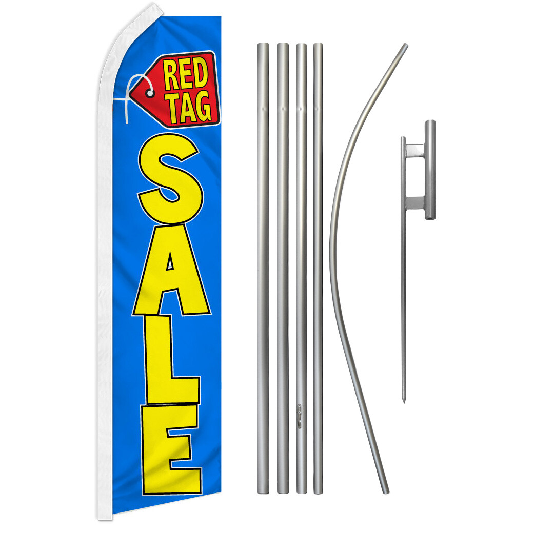 Red Tag Sale Swooper Flutter Feather Advertising Flag Kit Gran Venta Bandera