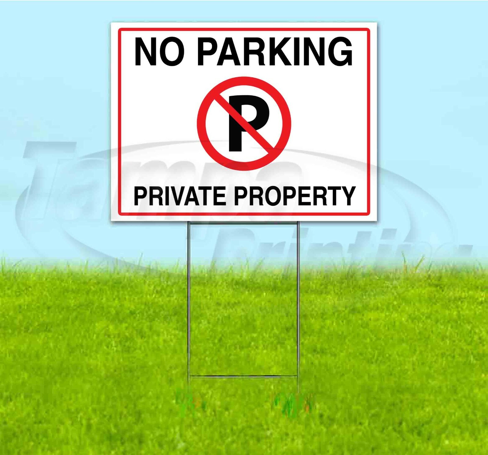 NO PARKING PRIVATE PROPERTY 18×24 Yard Sign WITH STAKE Corrugated Bandit USA