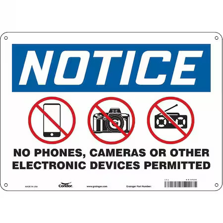 Condor 451P69 No Phones, Cameras Or Other Electronic Devices Permitted,