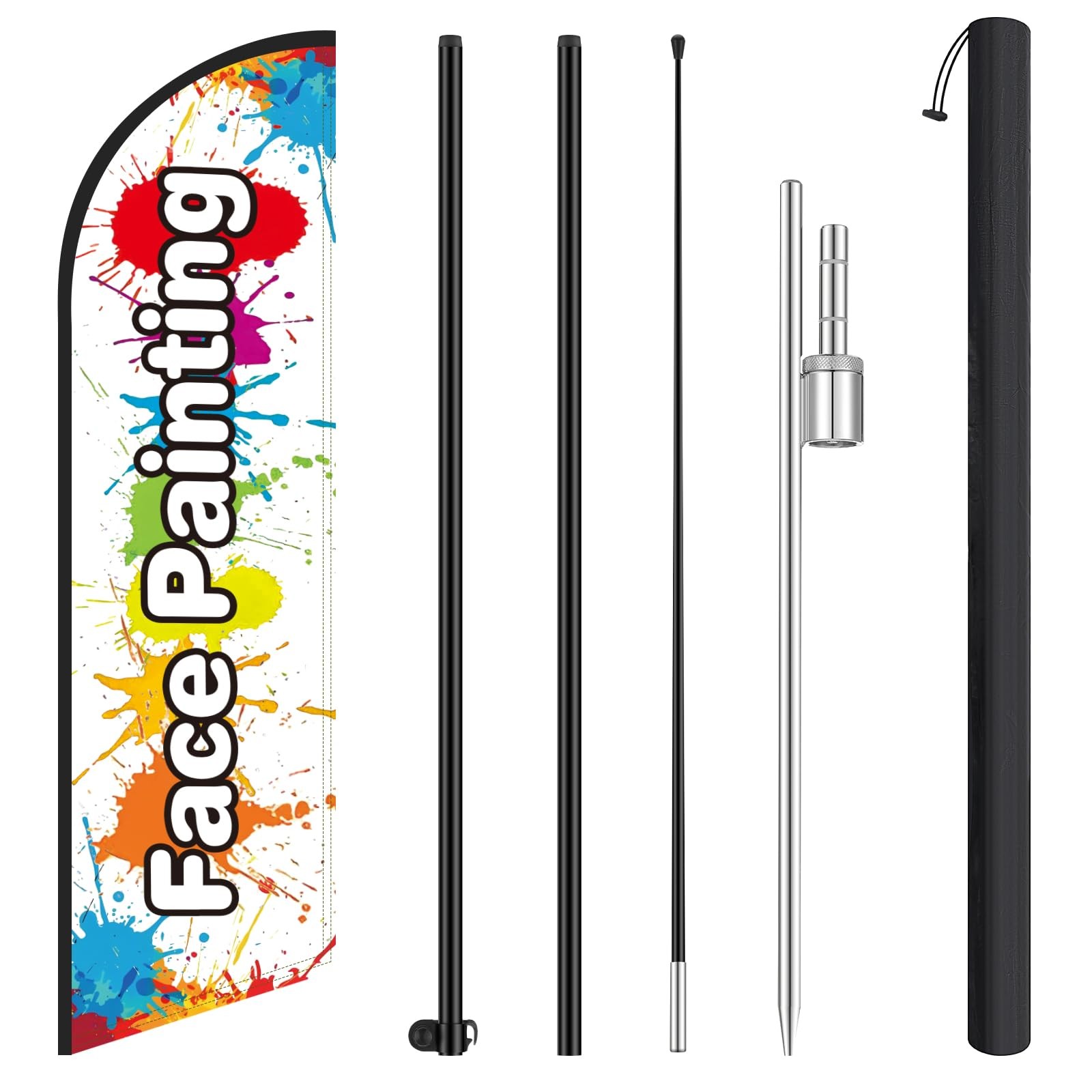 Hunnmingre 11.2 Ft Face Painting Feather – Banner Ground Stake