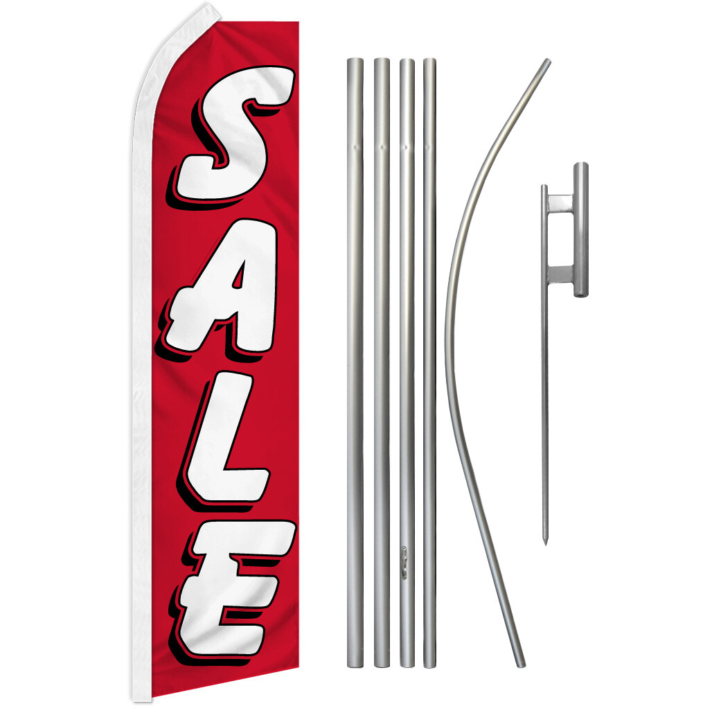 Sale Advertising Swooper Feather Flutter Flag & Pole Kit Sale Flag RD/WT