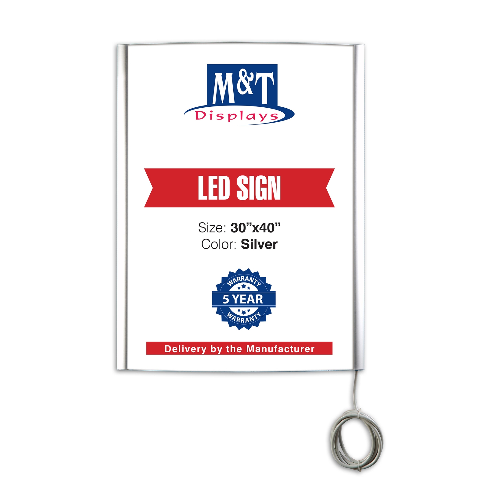 Convex Light Box 30×40 Inch Backlit Snap Poster Holder Silver Aluminum Display