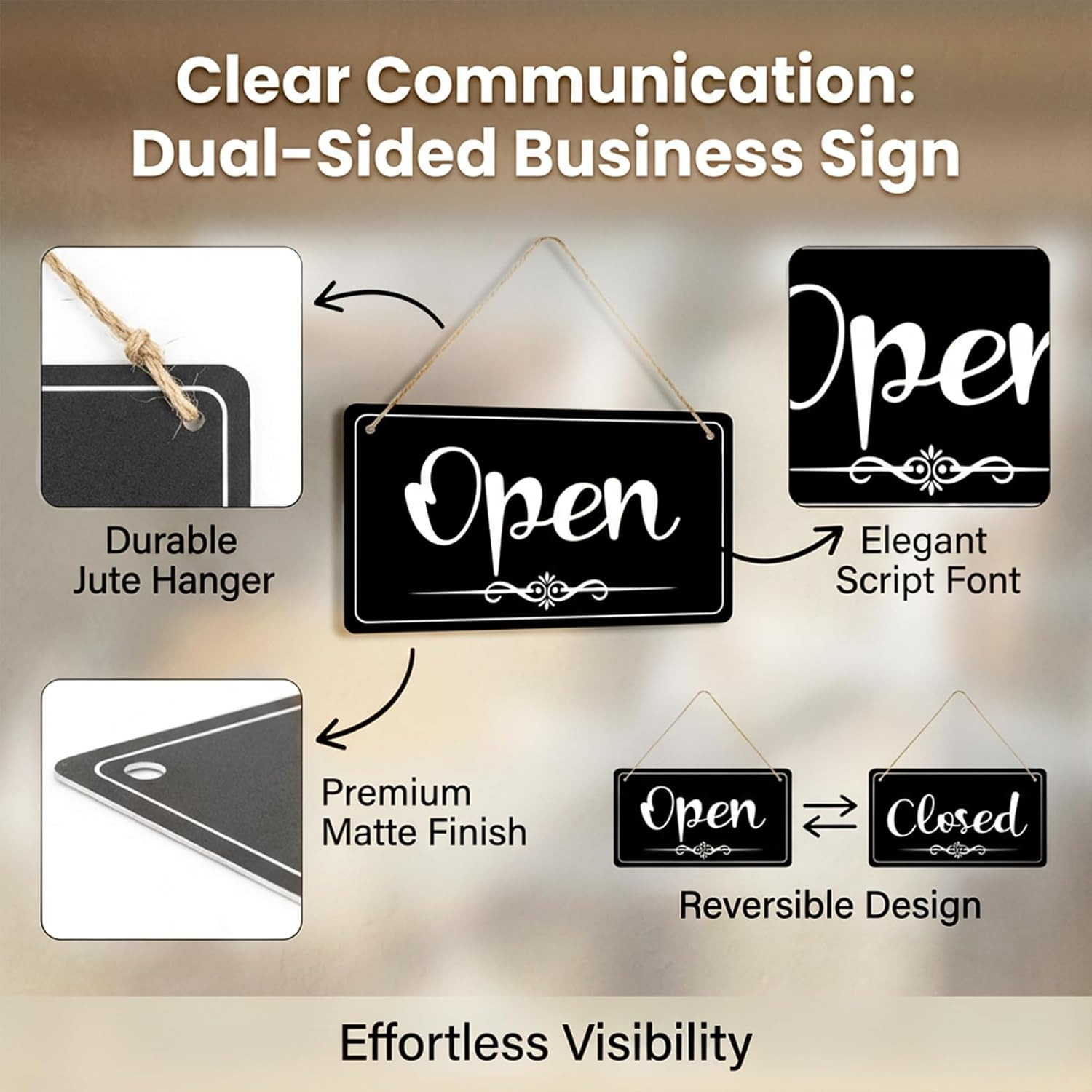 Open Signs for Business Double Sided Open Closed Sign Business Hours Sign Hangin