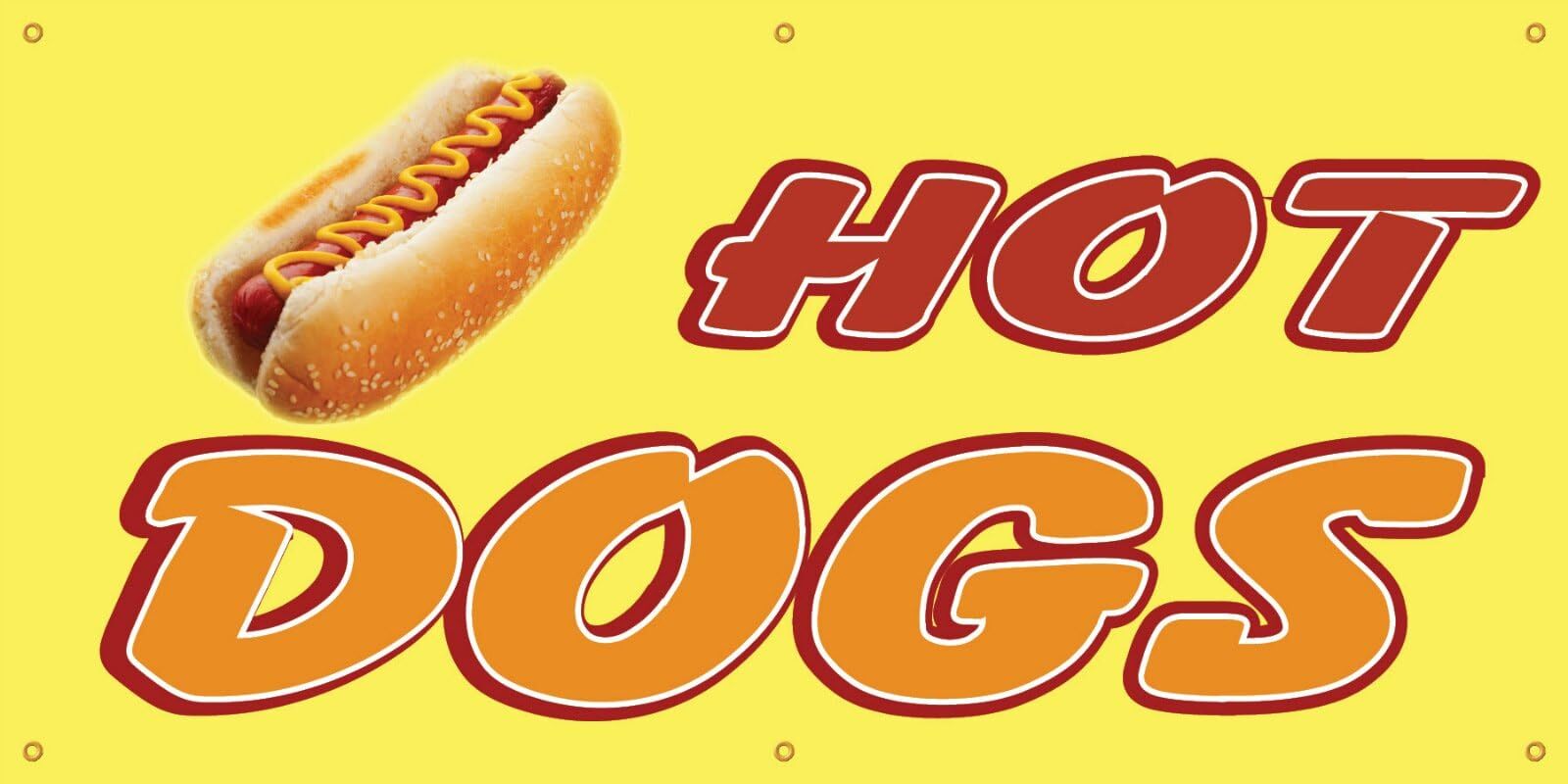 Hot Dogs | Vinyl Banner w/ Grommets | 3’H x 6’W