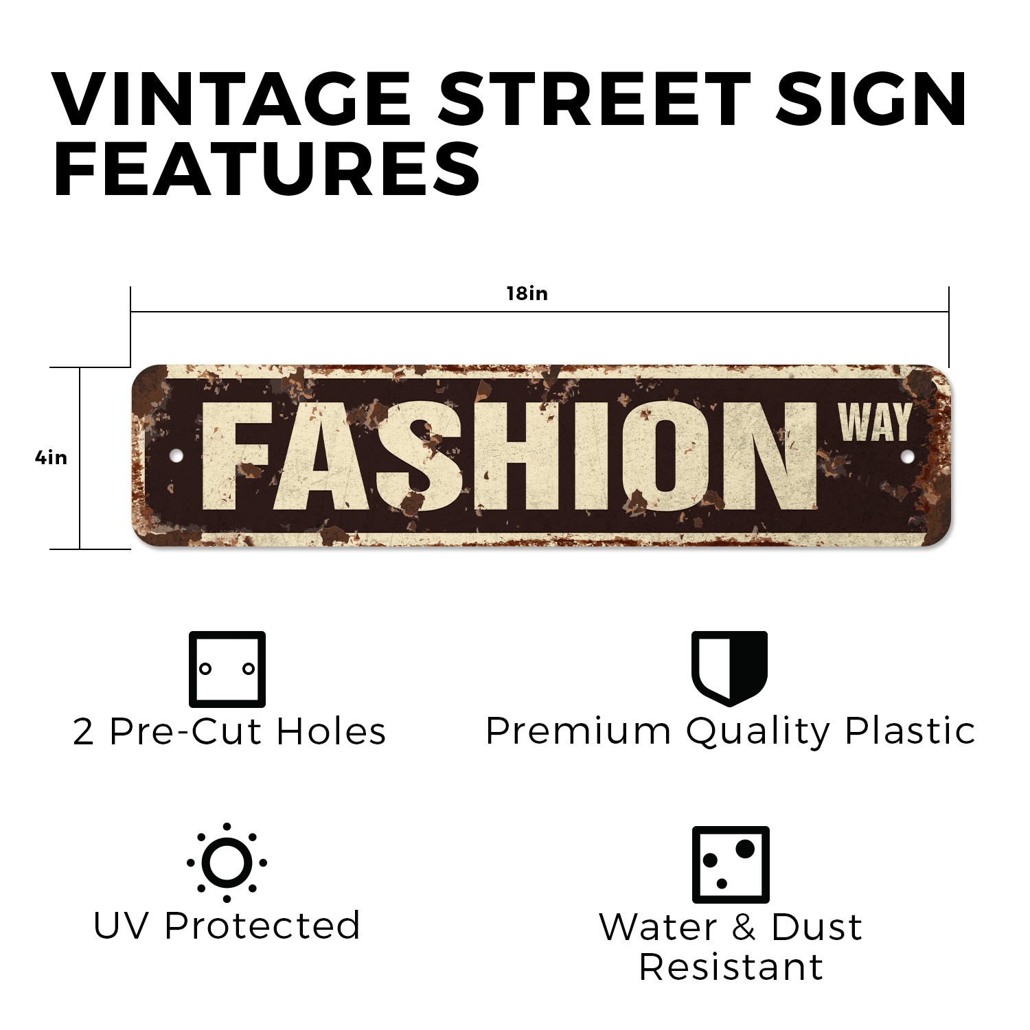 FASHION Vintage Style Street Sign Metal trend color style clothes shoes