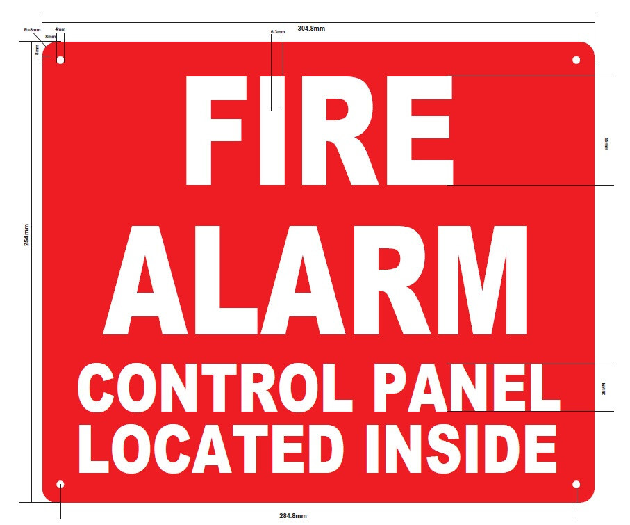 FIRE ALARM CONTROL PANEL LOCATED INSIDE SIGN- (RED, 7X10, Aluminum) -REF24-1027