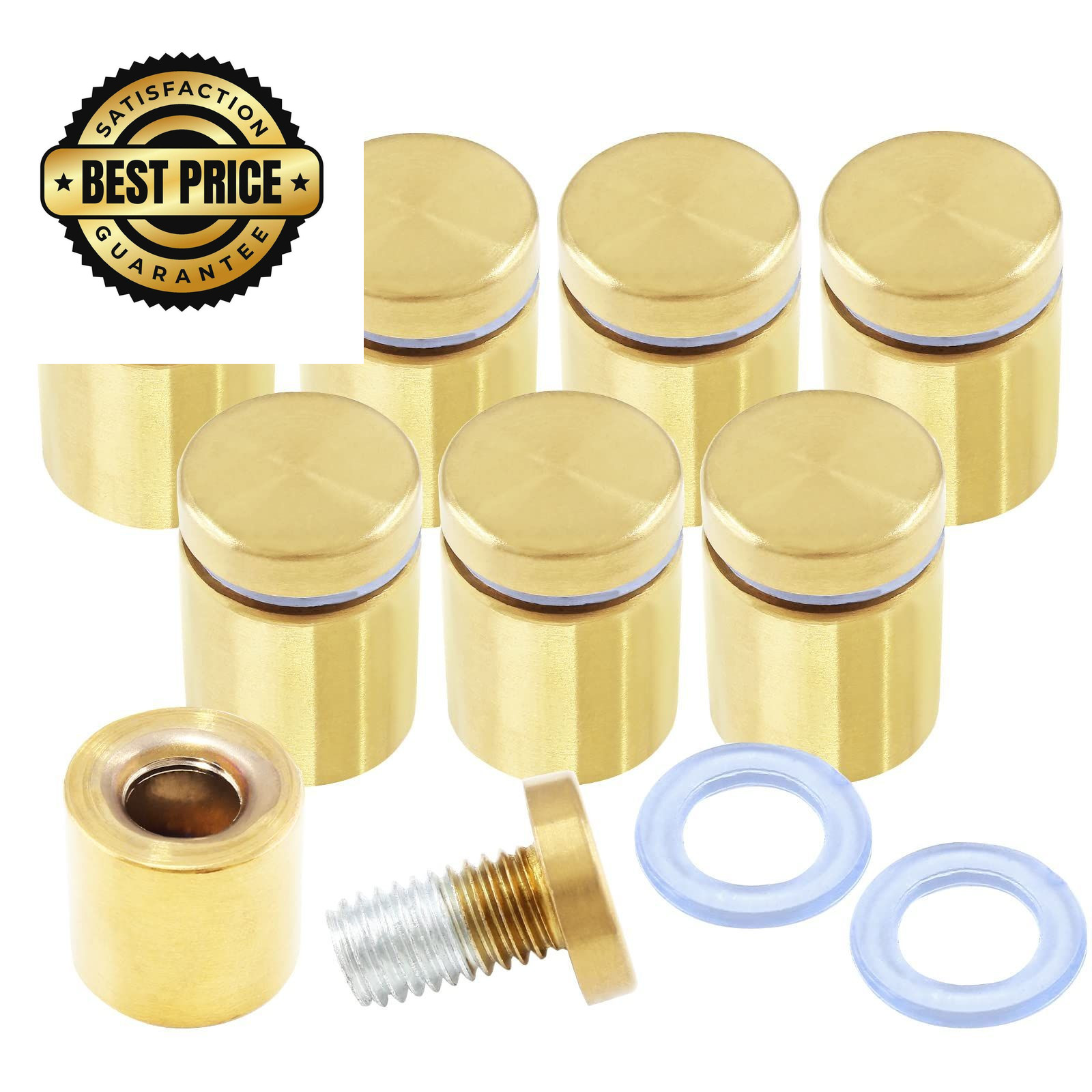 Auvotuis 8Pcs 3/4 x 1 Inch Stainless Steel Standoff Screws, Sign Holders Gold