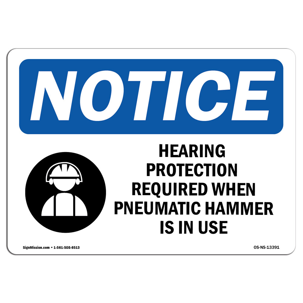Hearing Protection Required With Symbol OSHA Notice Sign Metal Plastic Decal
