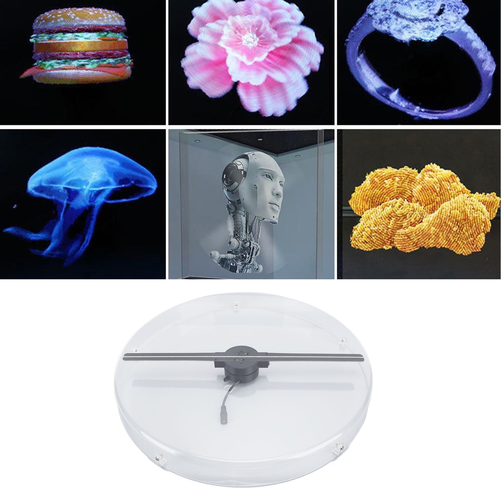 3D Holographic Fan 224 LED Quiet Operating Portable Versatile Hologram Adve IMOB