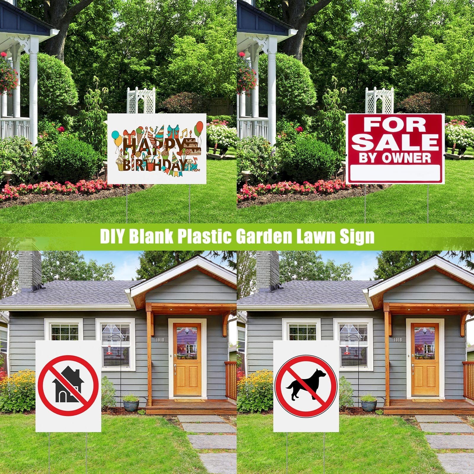 20 Pack Blank Yard Signs 17×12 Inch Double-Sided Plastic with Stakes for Events