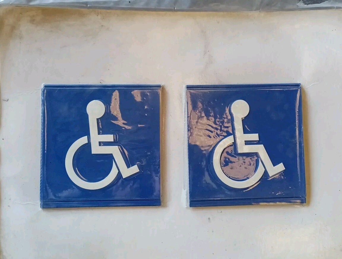 Lot of 6 Handicap 8″ X 8″ X 1/4″ Blue Signs – Raised w/ Aluminum Back