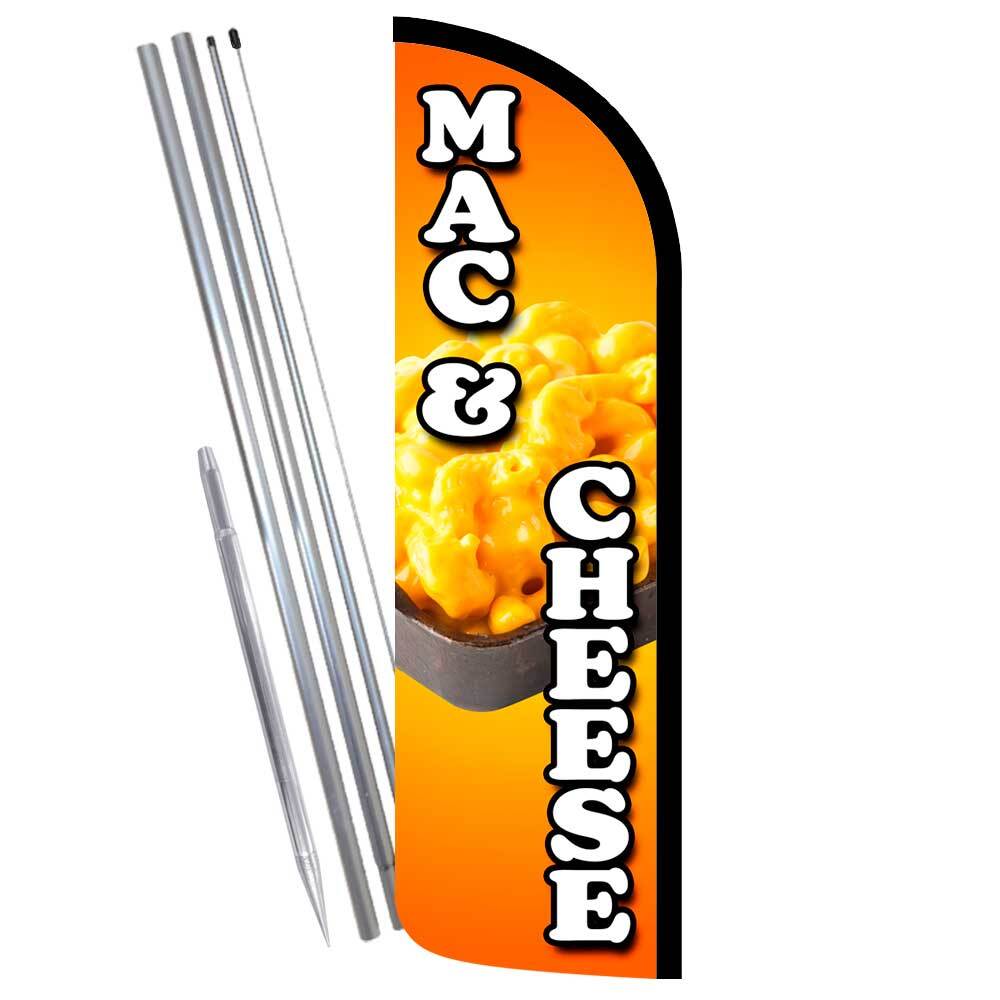 Mac & Cheese Premium Windless Feather Flag Bundle (Complete Kit) OR Optional Rep