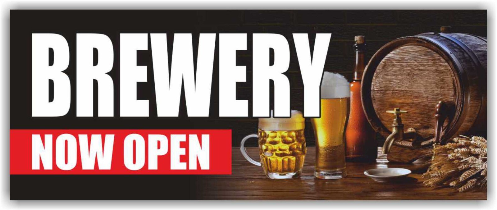 BREWERY NOW OPEN Advertising Banner Vinyl Mesh Sign Beer Alcohol Wine Store Bar