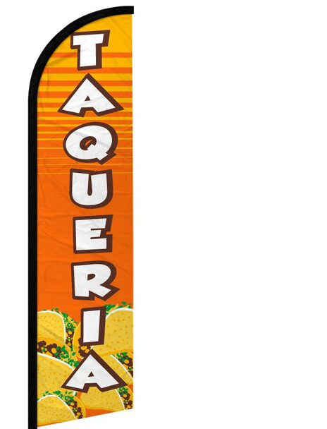 TAQUERIA Windless Swooper Feather Flag 2.5×11.5 ft Tall Banner Sign yf