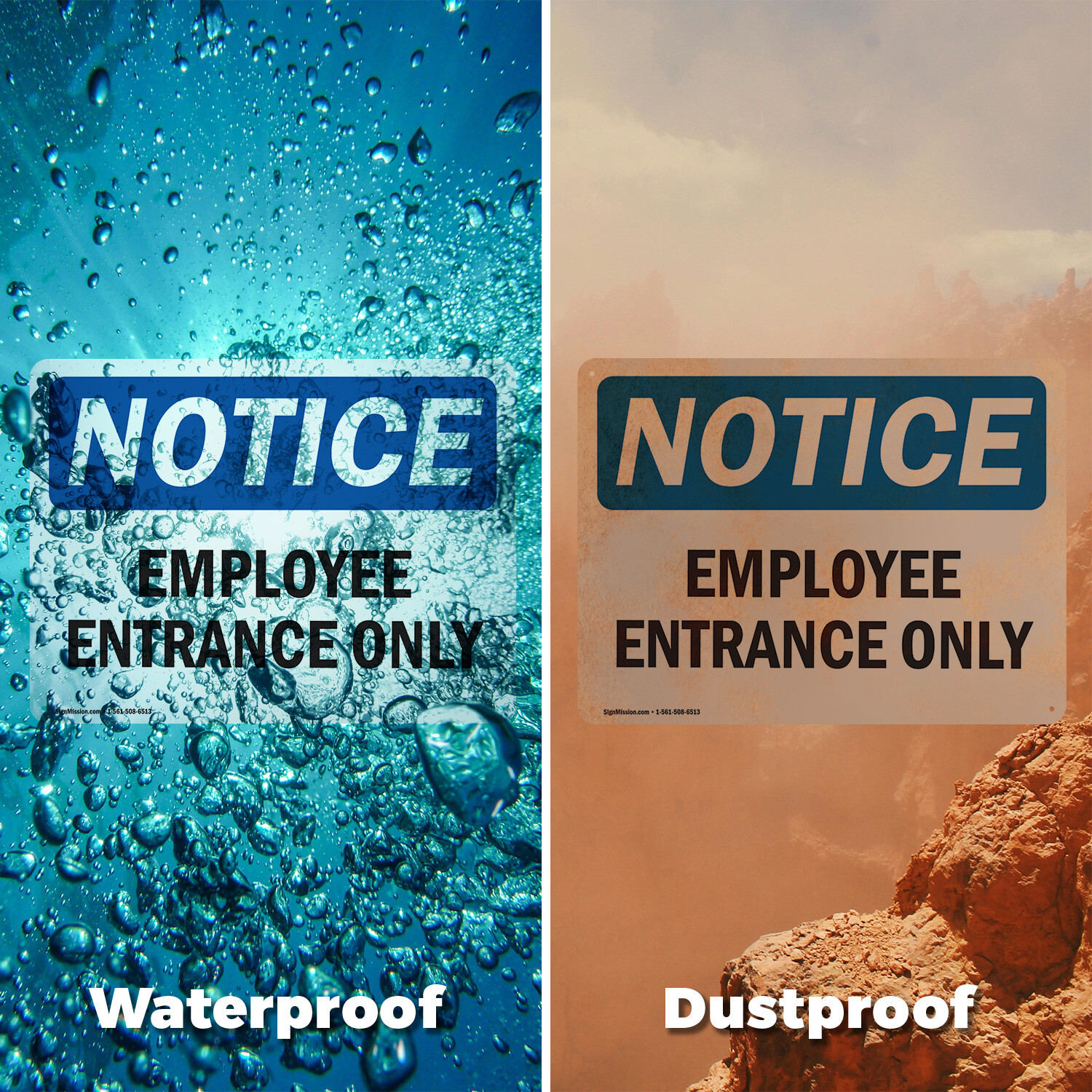 (2 Pack) Employee Entrance Only OSHA Notice Sign Decal Metal Plastic