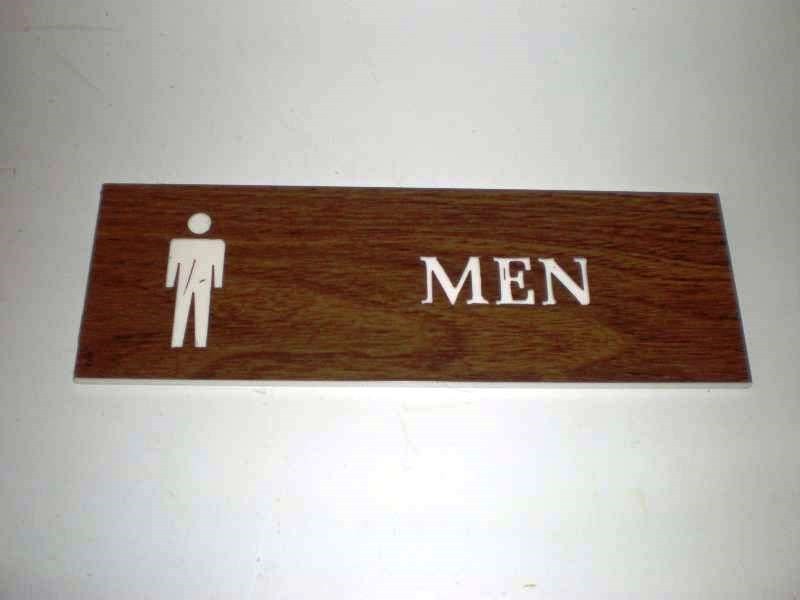 Men Restroom Retro Sign Traex 4515 3×9″Brown Toilet Bathroom Self Adhesive
