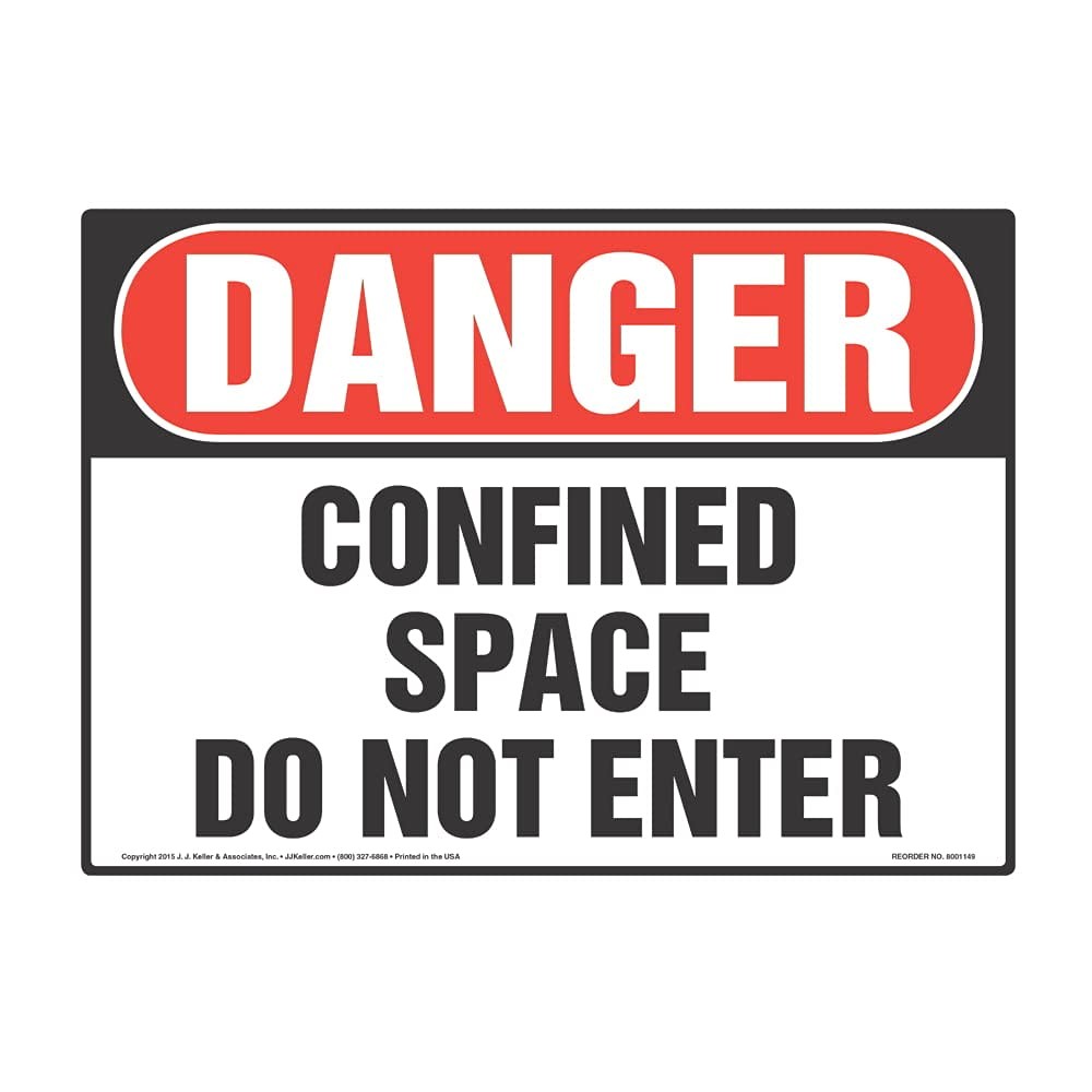 J. J. Keller Danger Confined Space Do Not Enter Sign 5 Pack 10×7 Inch Vinyl
