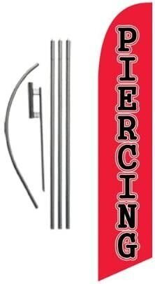 Piercing Advertising Feather Banner Swooper Flag Sign with Flag Pole Kit and…