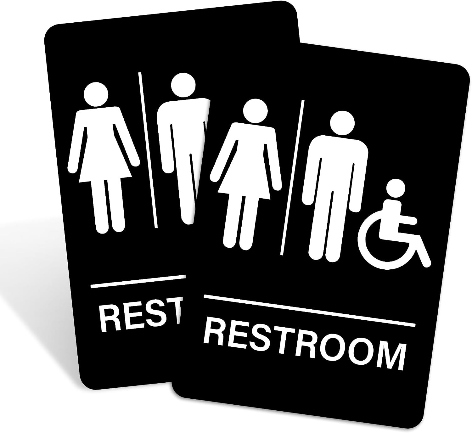 2PCS Restroom Signs for Home and Business, Self-Adhesive Waterproof Modern Unise