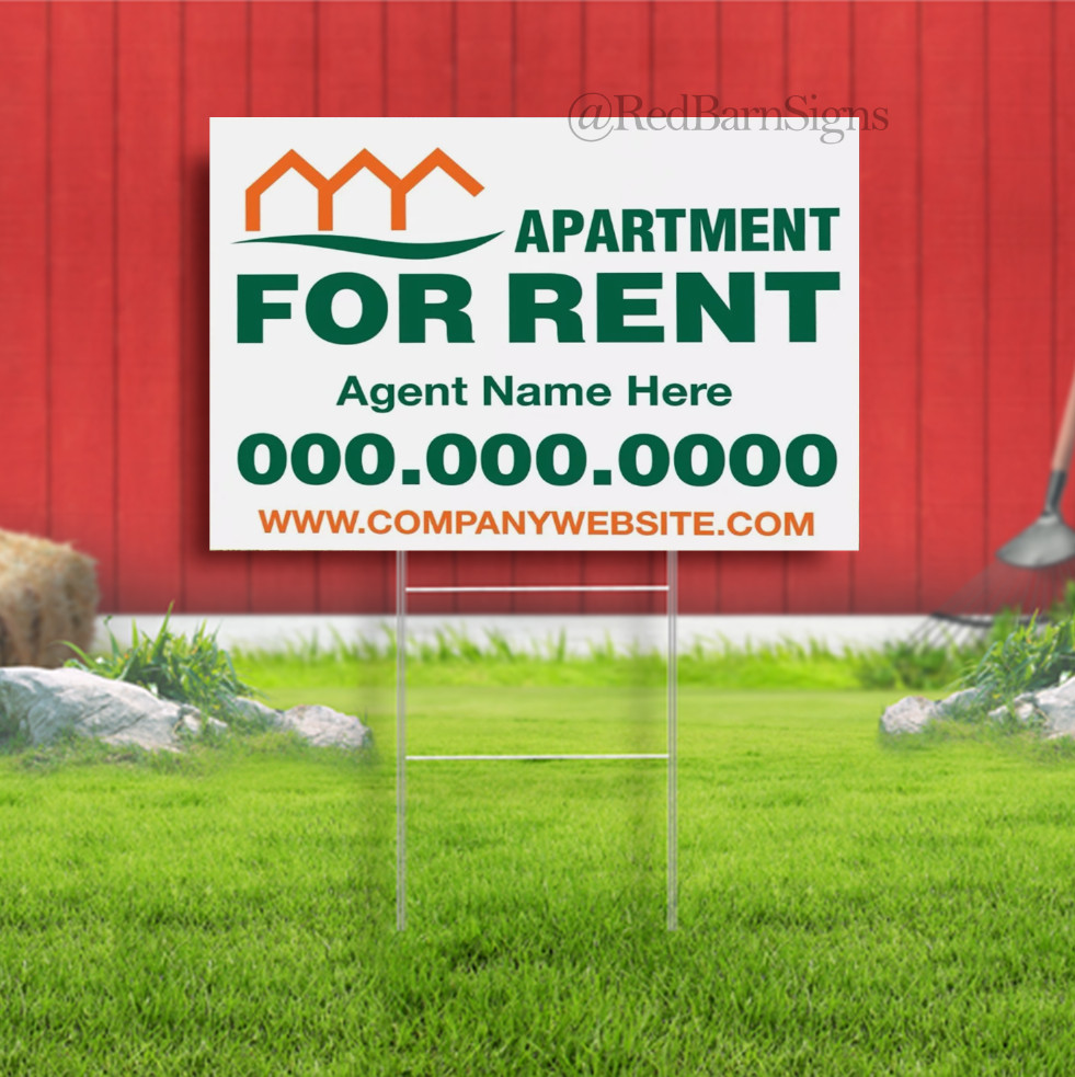 Custom Designed Real Estate Apartment For Rent Yard Sign with metal stakes